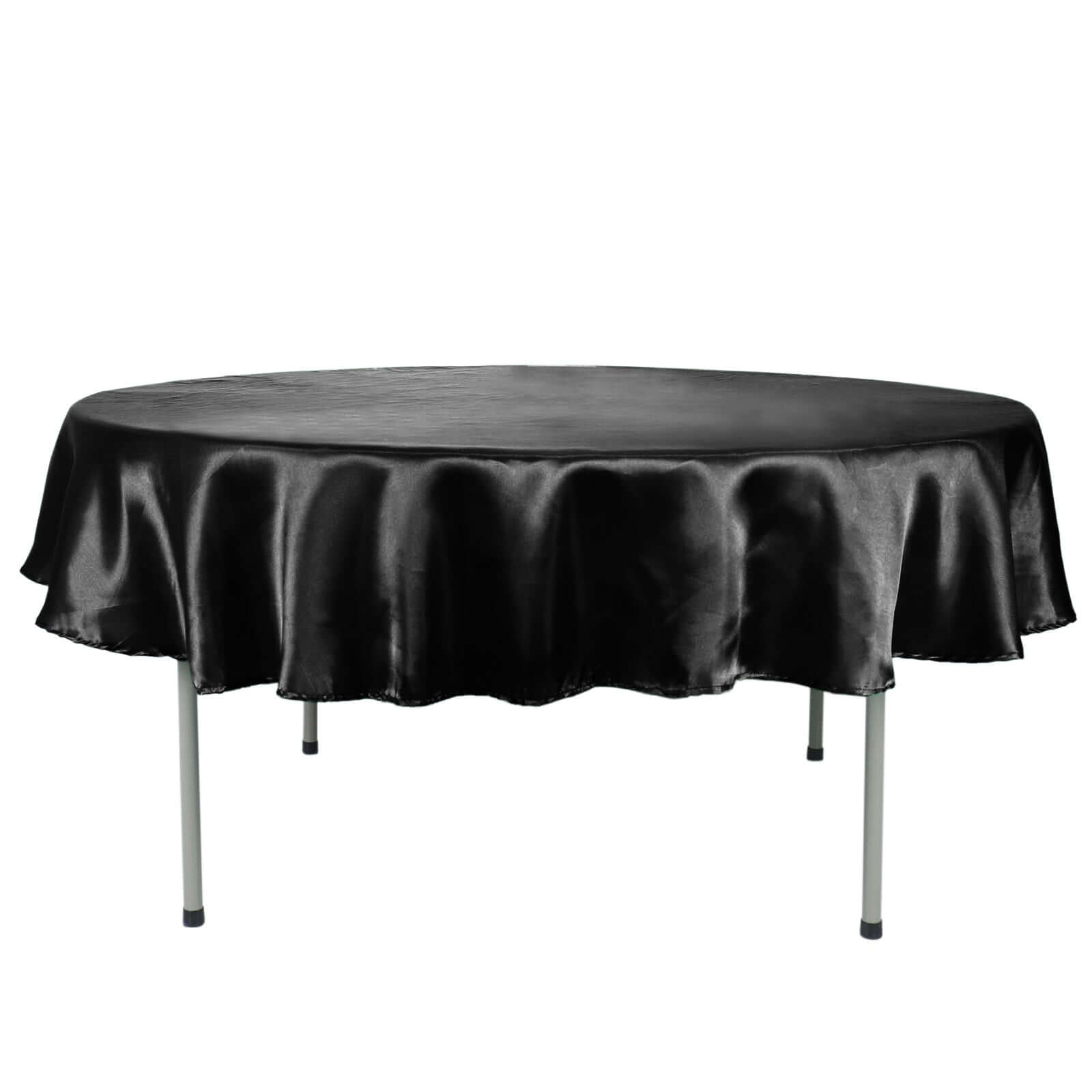 90" Black Satin Round Tablecloth