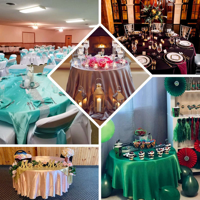 90" Hunter Emerald Green Seamless Satin Round Tablecloth