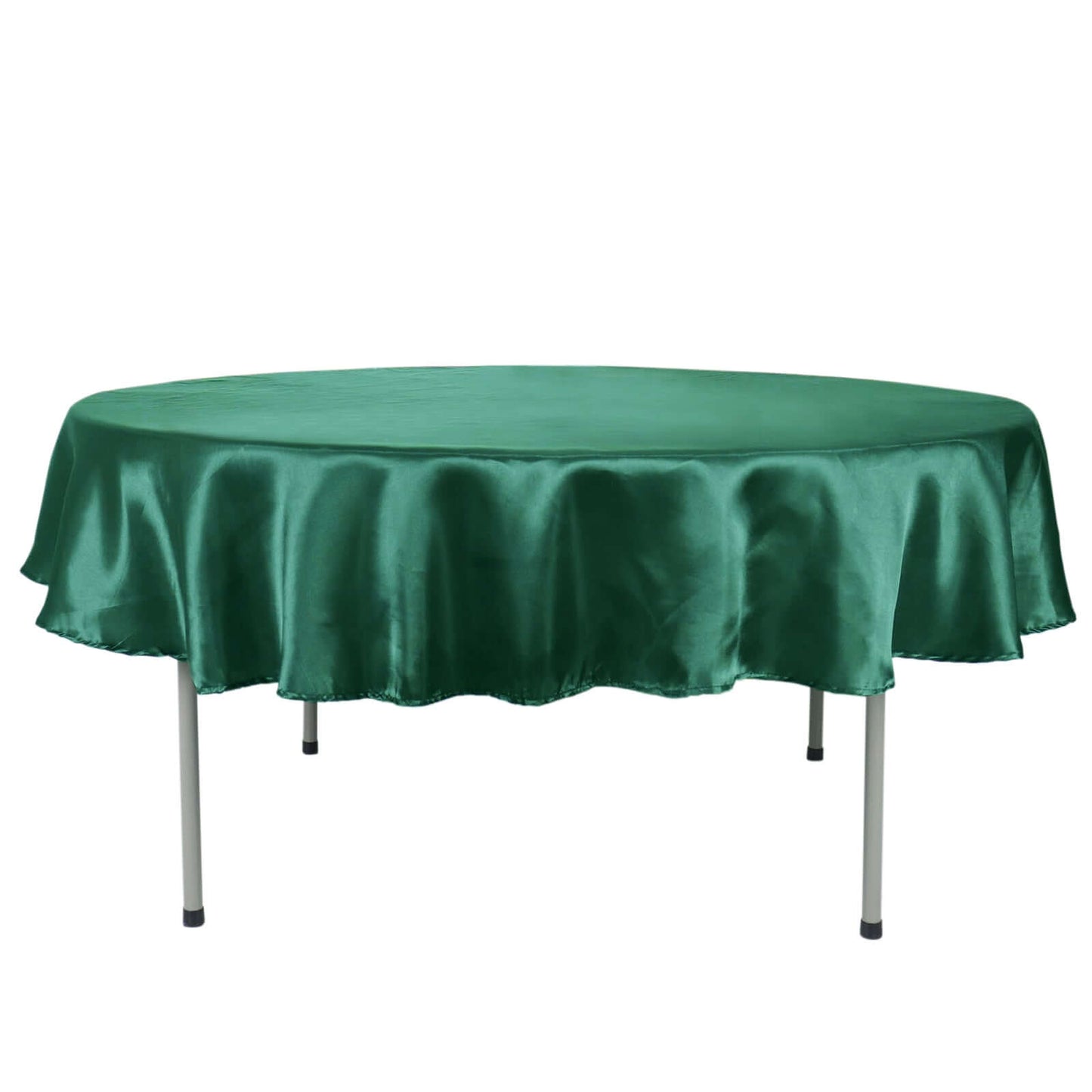 90 Inch Satin Hunter Emerald Green Round Tablecloth