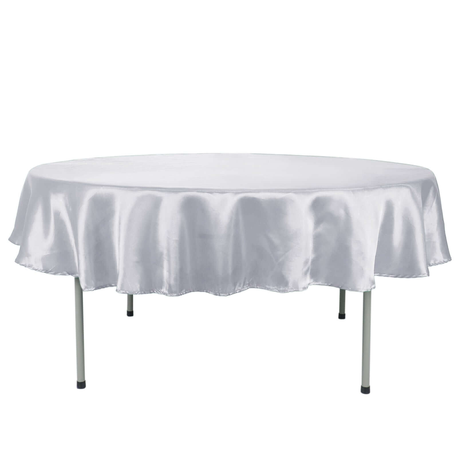 90 Inch White Round Satin Tablecloth