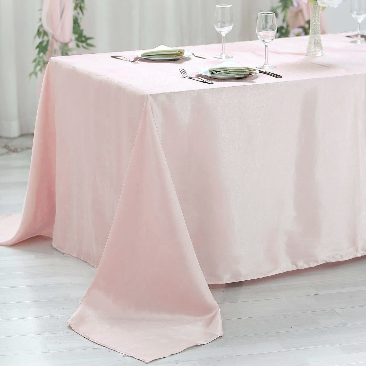 60"x102" Blush Seamless Smooth Satin Rectangular Tablecloth