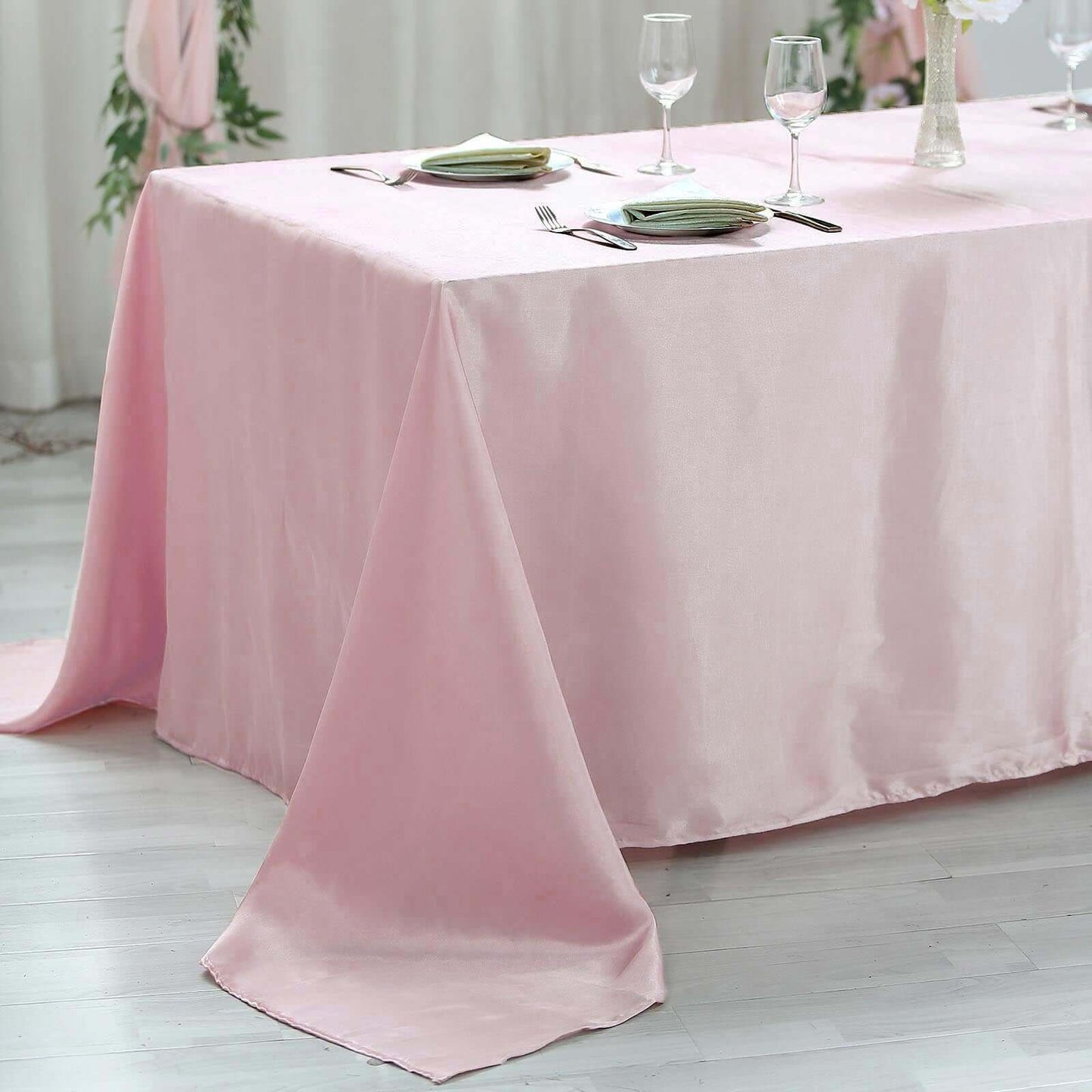 60"x102" Blush Seamless Smooth Satin Rectangular Tablecloth