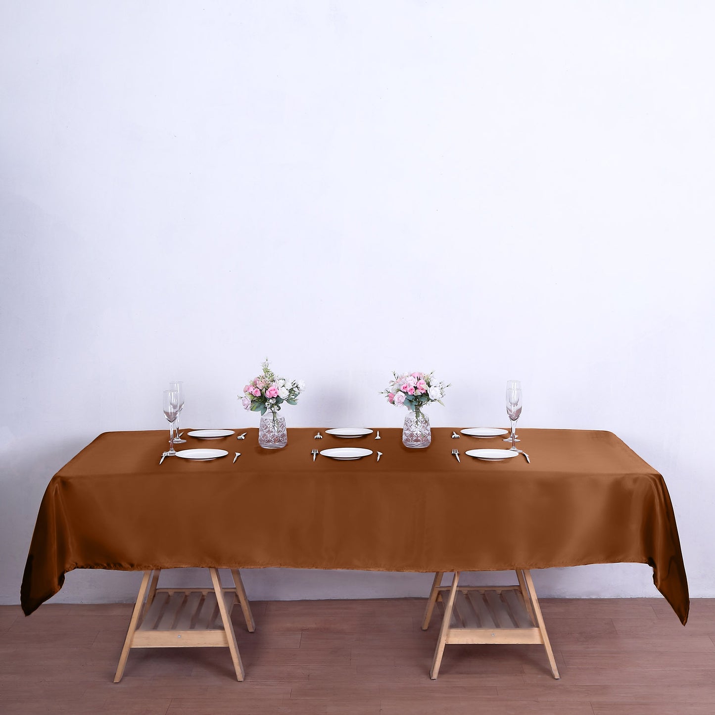 60"x102" Cinnamon Brown Seamless Smooth Satin Rectangular Tablecloth