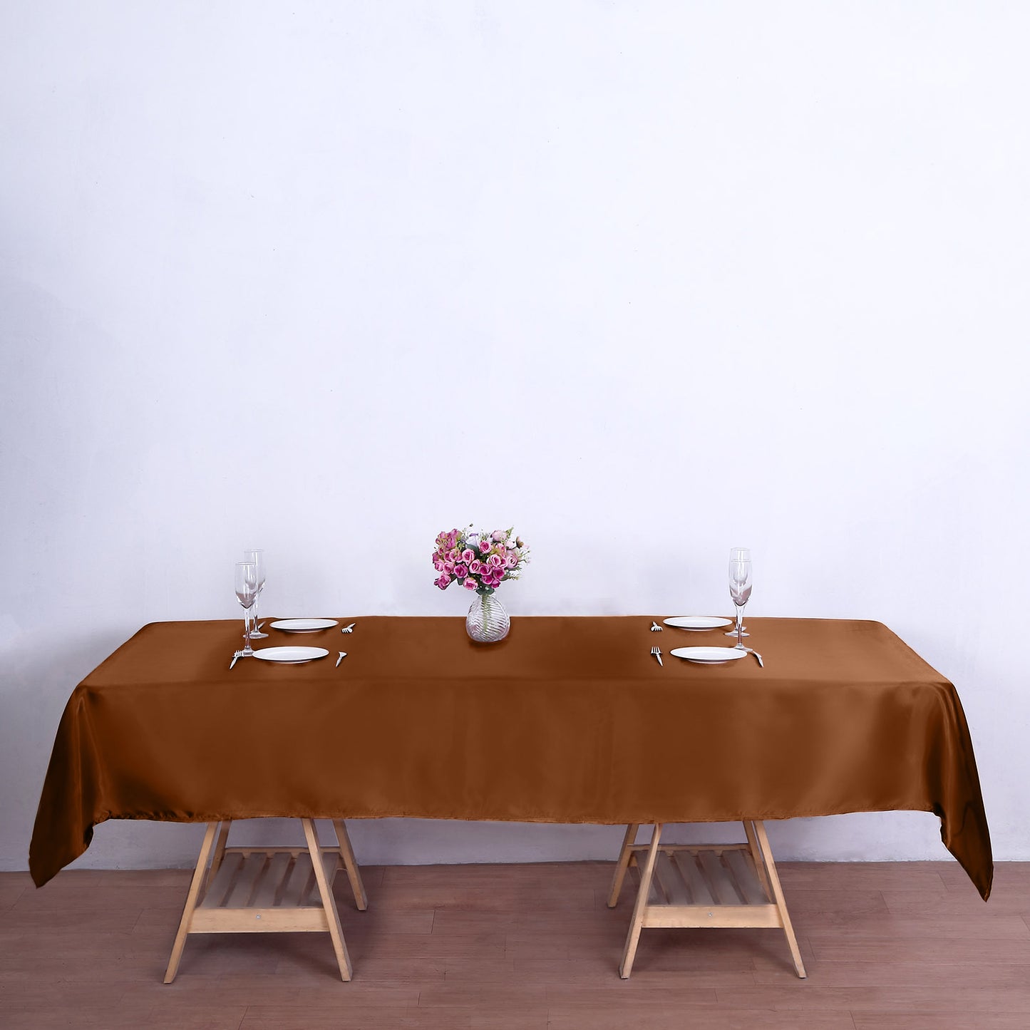 60"x102" Cinnamon Brown Seamless Smooth Satin Rectangular Tablecloth