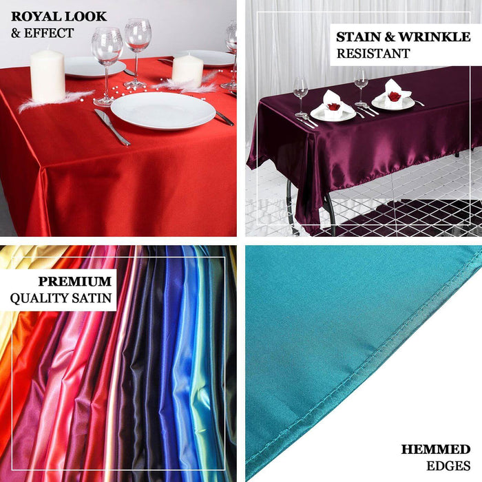 60"x102" Red Seamless Smooth Satin Rectangular Tablecloth