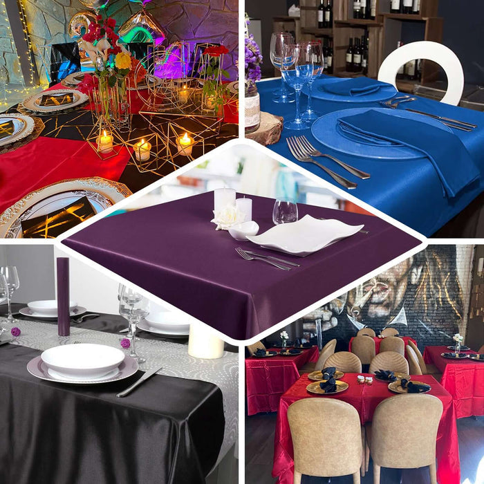 60"x102" Burgundy Seamless Smooth Satin Rectangular Tablecloth