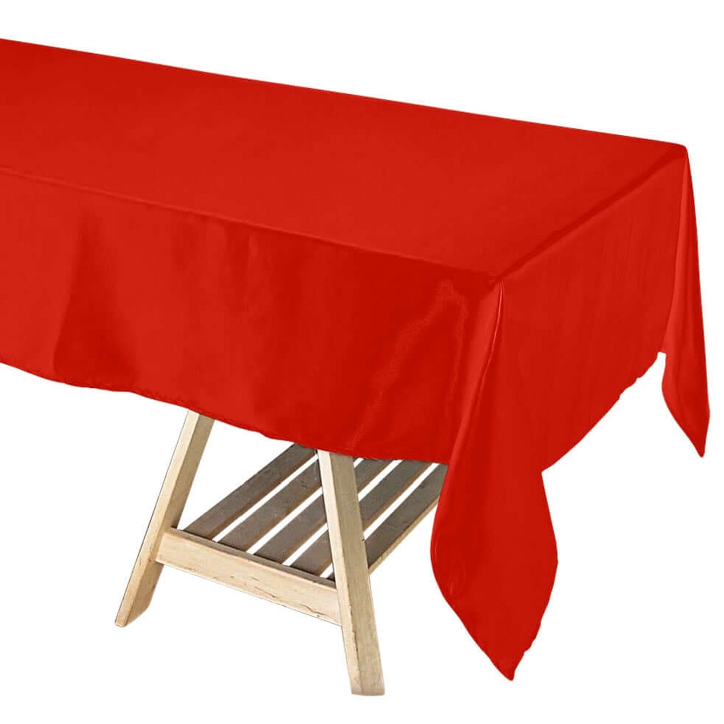 60 Inch x 102 Inch Red Rectangular Smooth Satin Tablecloth