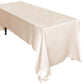 Beige Satin Rectangular 60 Inch x 126 Inch Tablecloth