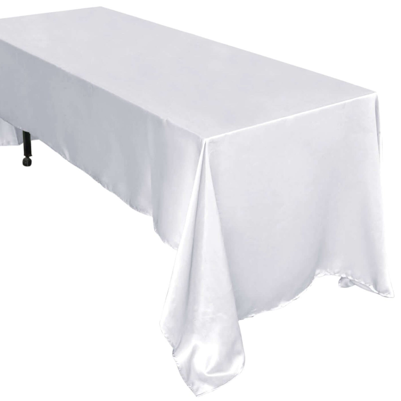 60 Inch x 126 Inch White Rectangular Satin Tablecloth