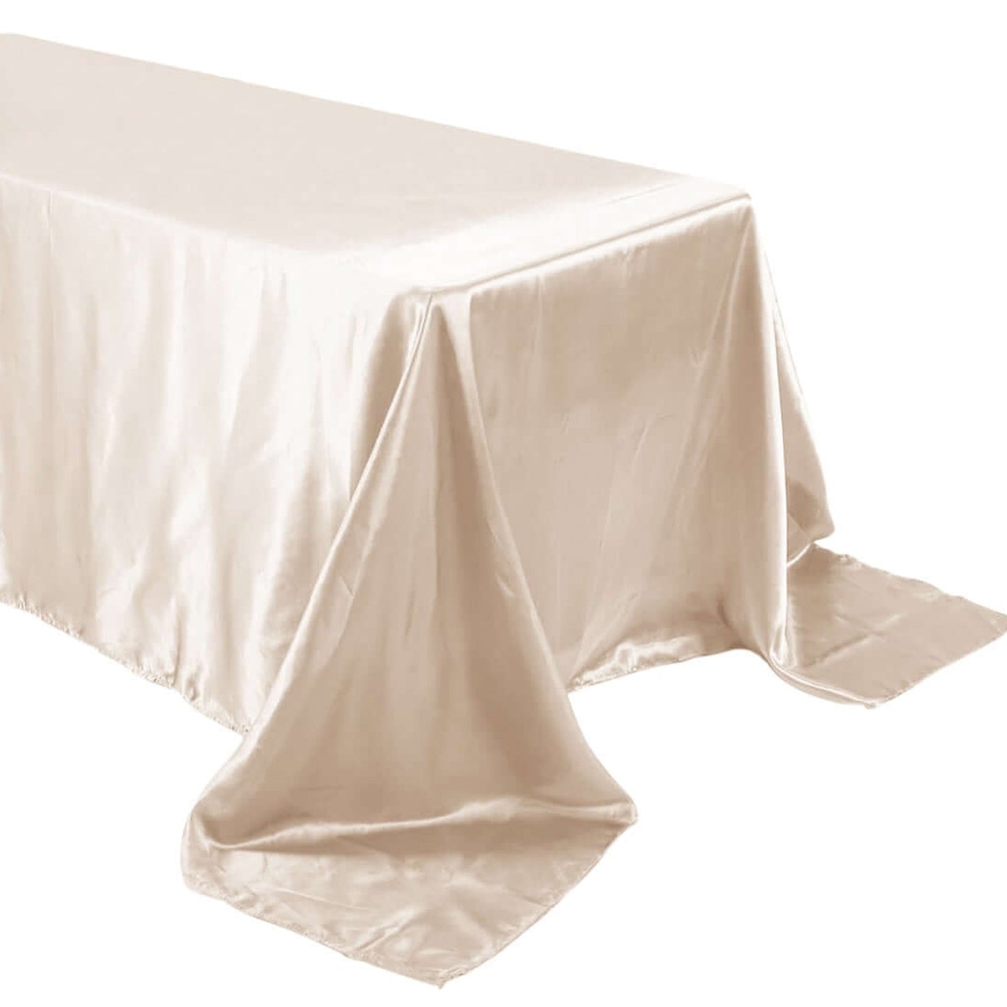 Beige Satin Seamless Rectangular Tablecloth 90 Inch x 132 Inch