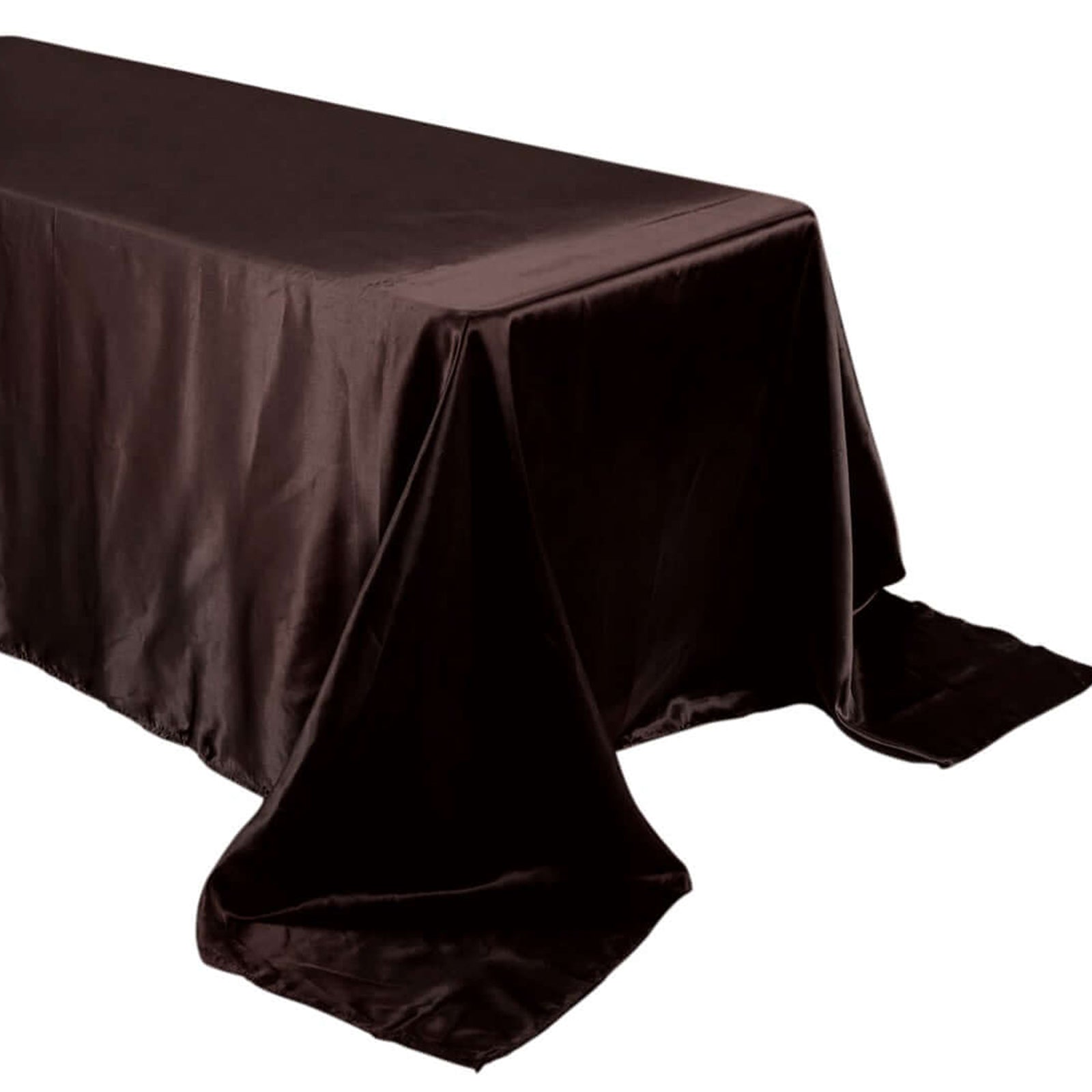 90 Inch x 132 Inch Seamless Satin Chocolate Rectangular Tablecloth