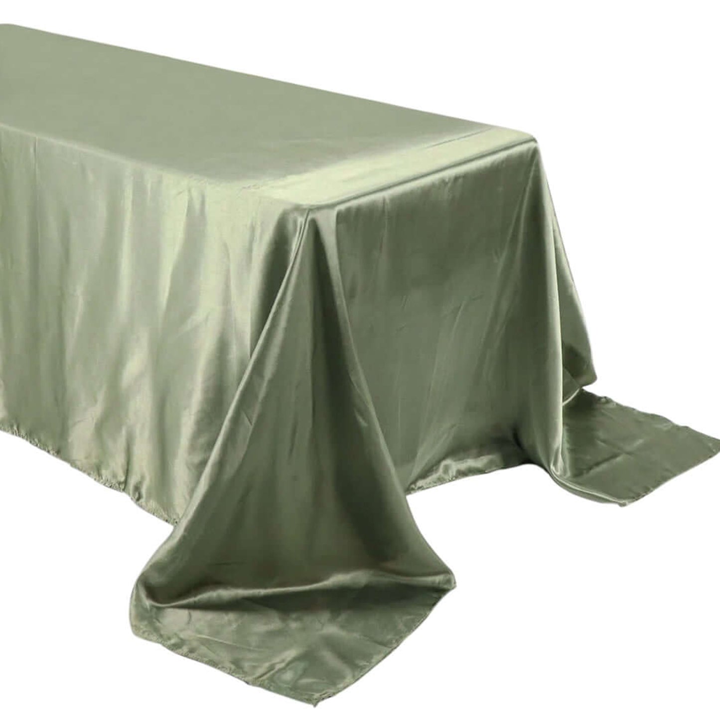 90x132 Inch Satin Tablecloth Eucalyptus Sage Green Seamless Rectangular