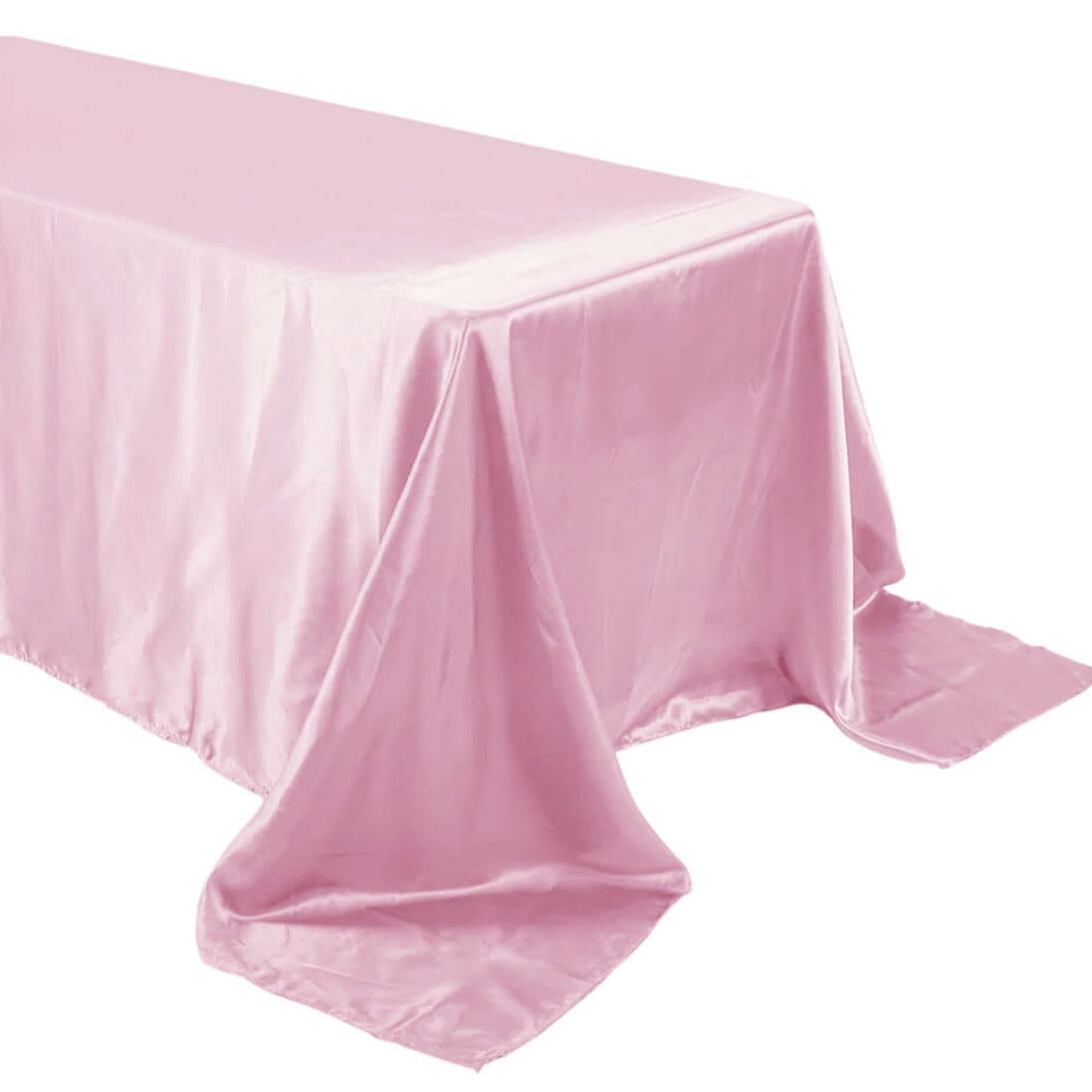 Satin Pink 90 Inch x 132 Inch Seamless Rectangular Tablecloth