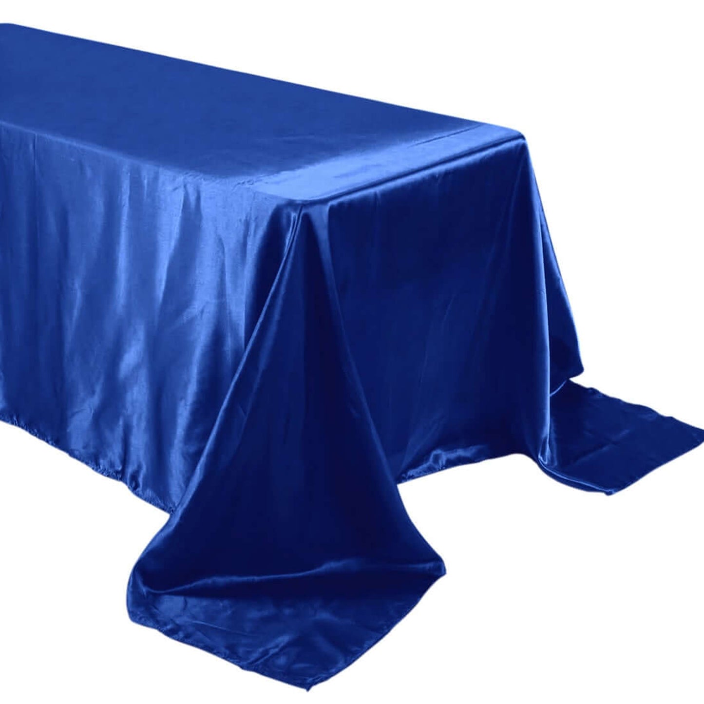 90 Inch x 132 Inch Royal Blue Rectangular Seamless Satin Tablecloth