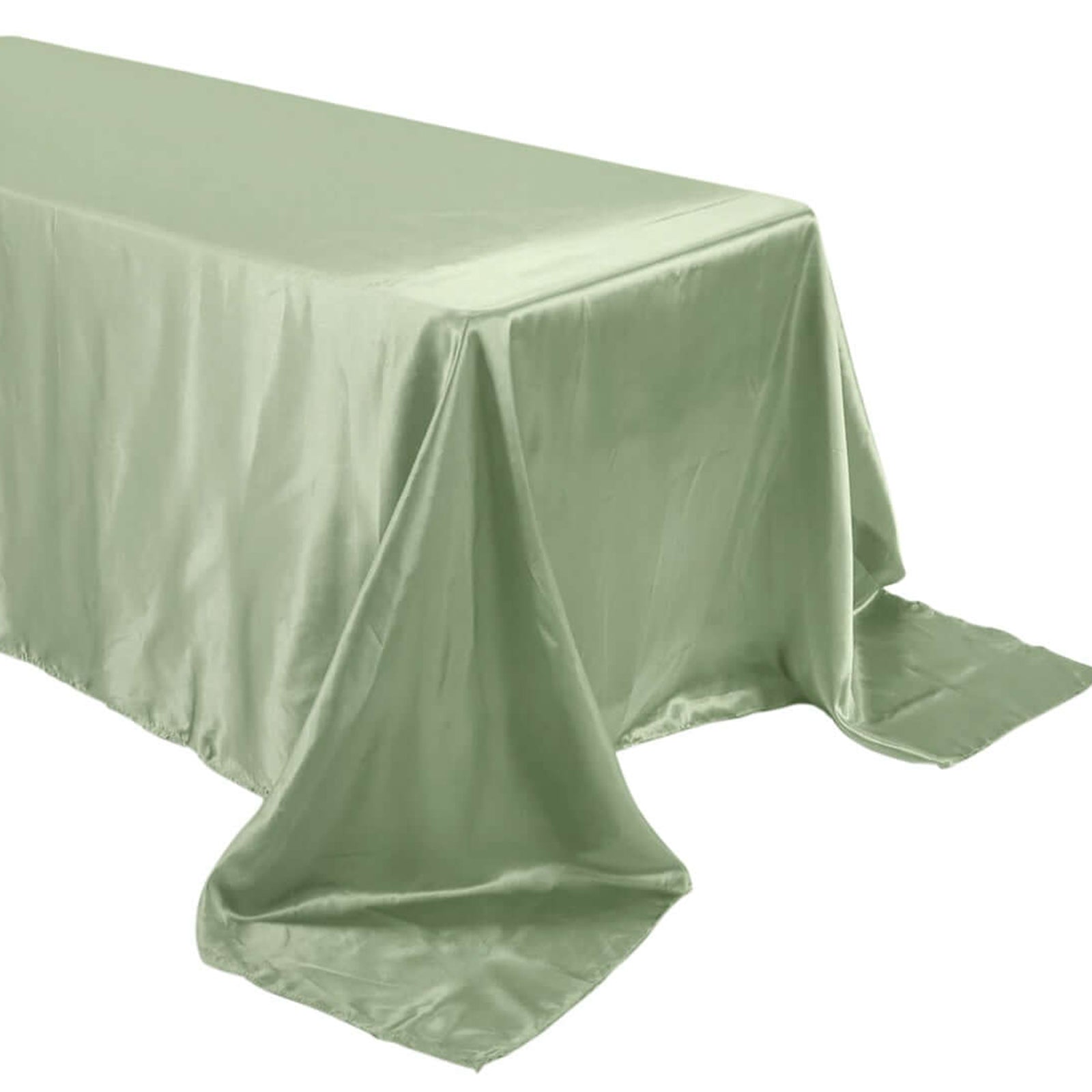 90 Inch x 132 Inch Seamless Satin Sage Green Rectangular Tablecloth