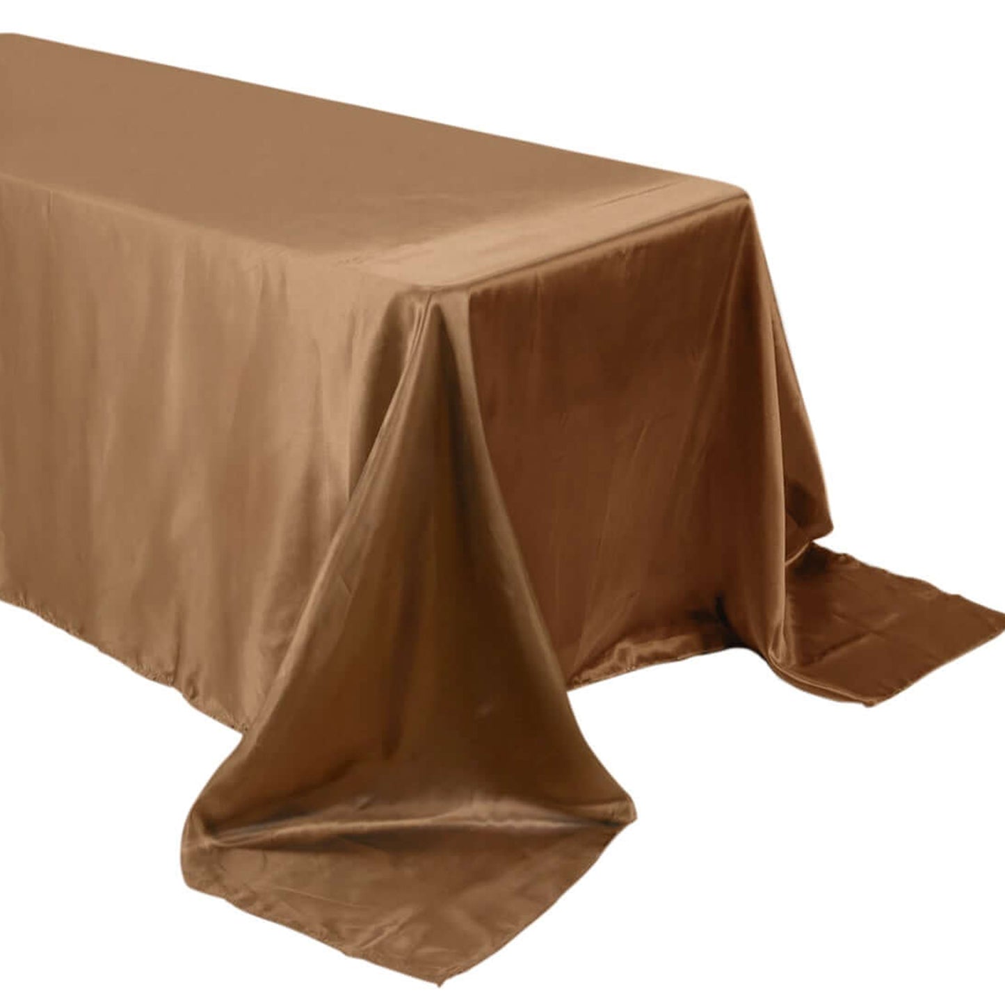 90x132inch Taupe Satin Seamless Rectangular Tablecloth