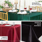 Light blue satin tablecloth for 8-foot table with floor-length drop