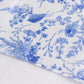 90"x156" White Blue Seamless Satin Rectangular Tablecloth in French Toile Floral Pattern, Wrinkle Resistant Tablecloth for 8 Foot Table With Floor-Length Drop