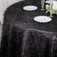 120" Black Metallic Premium Tinsel Shag Round Tablecloth, Shimmery Metallic Fringe Polyester Tablecloth