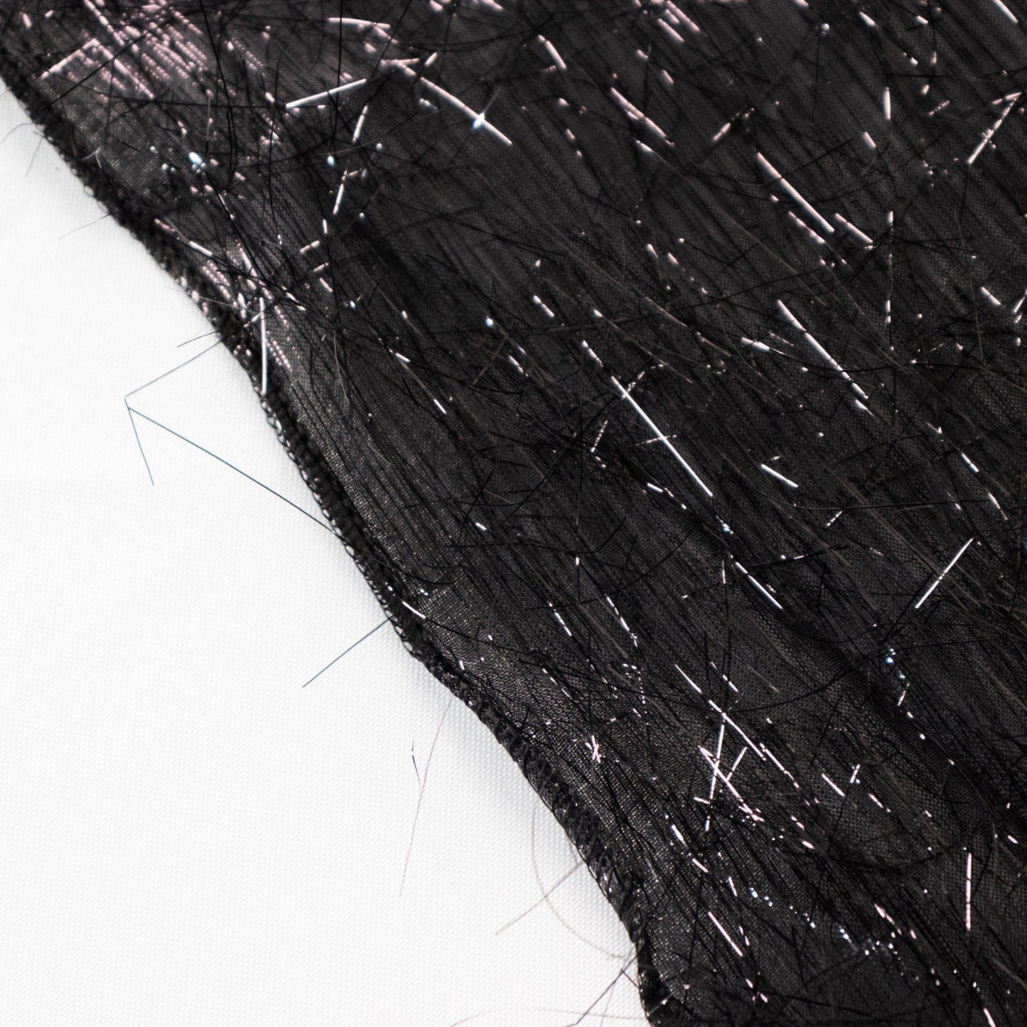 120" Black Metallic Premium Tinsel Shag Round Tablecloth, Shimmery Metallic Fringe Polyester Tablecloth