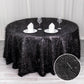 120" Black Metallic Premium Tinsel Shag Round Tablecloth, Shimmery Metallic Fringe Polyester Tablecloth