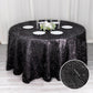 120" Black Metallic Premium Tinsel Shag Round Tablecloth, Shimmery Metallic Fringe Polyester Tablecloth