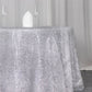 120" Metallic Silver Premium Tinsel Shag Round Tablecloth, Shimmery Metallic Fringe Polyester Tablecloth