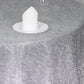 120" Metallic Silver Premium Tinsel Shag Round Tablecloth, Shimmery Metallic Fringe Polyester Tablecloth
