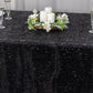 90"x156" Black Metallic Premium Tinsel Shag Rectangular Tablecloth, Shimmery Metallic Fringe Polyester Tablecloth