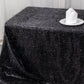 90"x156" Black Metallic Premium Tinsel Shag Rectangular Tablecloth, Shimmery Metallic Fringe Polyester Tablecloth