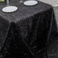 90"x156" Black Metallic Premium Tinsel Shag Rectangular Tablecloth, Shimmery Metallic Fringe Polyester Tablecloth