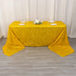 90"x156" Metallic Gold Premium Tinsel Shag Rectangular Tablecloth, Shimmery Metallic Fringe Polyester Tablecloth