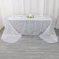 90"x156" Metallic Silver Premium Tinsel Shag Rectangular Tablecloth, Shimmery Metallic Fringe Polyester Tablecloth