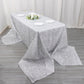 90"x156" Metallic Silver Premium Tinsel Shag Rectangular Tablecloth, Shimmery Metallic Fringe Polyester Tablecloth