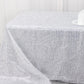90"x156" Metallic Silver Premium Tinsel Shag Rectangular Tablecloth, Shimmery Metallic Fringe Polyester Tablecloth