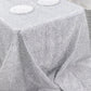 90"x156" Metallic Silver Premium Tinsel Shag Rectangular Tablecloth, Shimmery Metallic Fringe Polyester Tablecloth