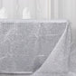 90"x156" Metallic Silver Premium Tinsel Shag Rectangular Tablecloth, Shimmery Metallic Fringe Polyester Tablecloth