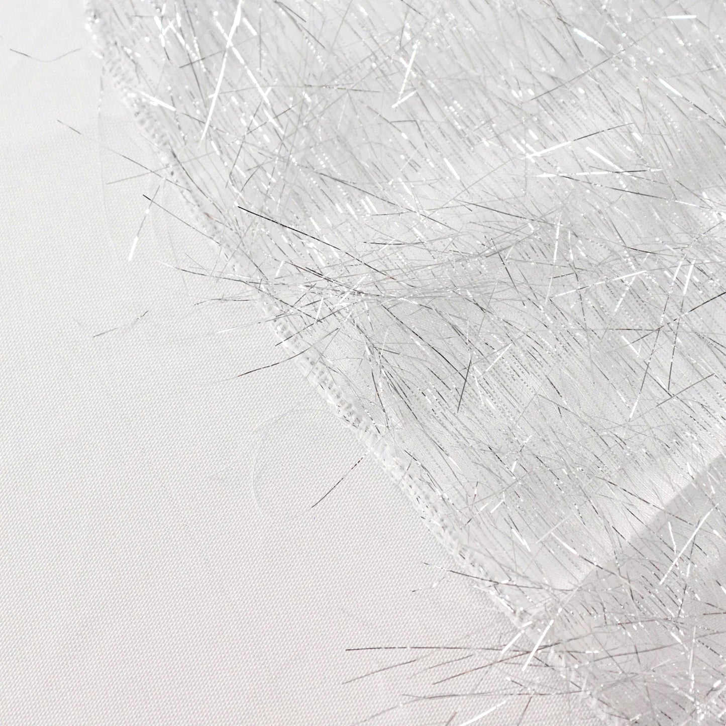 90"x156" Metallic Silver Premium Tinsel Shag Rectangular Tablecloth, Shimmery Metallic Fringe Polyester Tablecloth