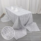 90"x156" Metallic Silver Premium Tinsel Shag Rectangular Tablecloth, Shimmery Metallic Fringe Polyester Tablecloth