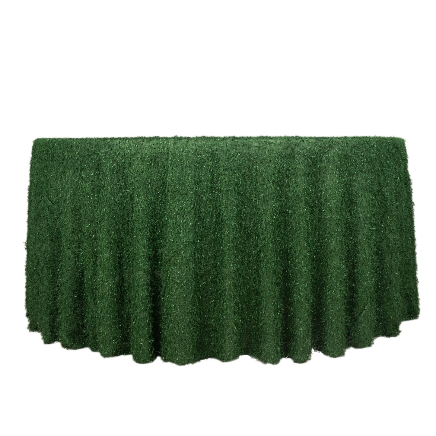 120" Green Fringe Shag Polyester Round Tablecloth