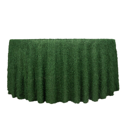 Luxurious Texture of the Green Fringe Shag Tablecloth