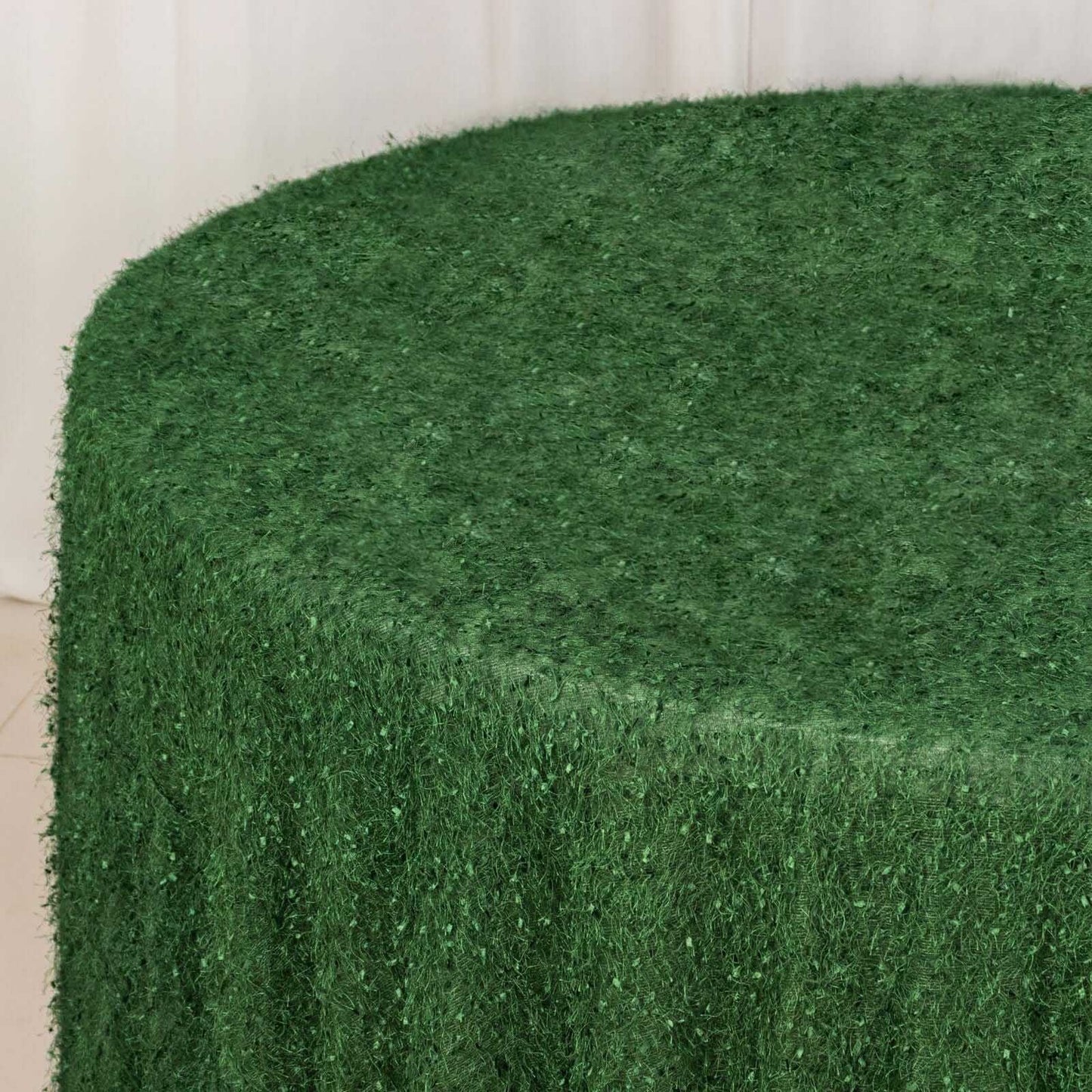120" Green Fringe Shag Polyester Round Tablecloth