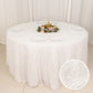 120" White Fringe Shag Polyester Round Tablecloth
