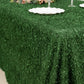 Green fringe shag polyester rectangular tablecloth.
