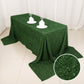 90"x156" green fringe shag polyester rectangular tablecloth on a table.