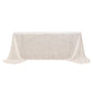 90"x156" White Fringe Shag Polyester Rectangular Tablecloth