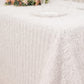 90"x156" White Fringe Shag Polyester Rectangular Tablecloth