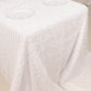 90"x156" White Fringe Shag Polyester Rectangular Tablecloth