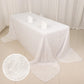 90"x156" White Fringe Shag Polyester Rectangular Tablecloth
