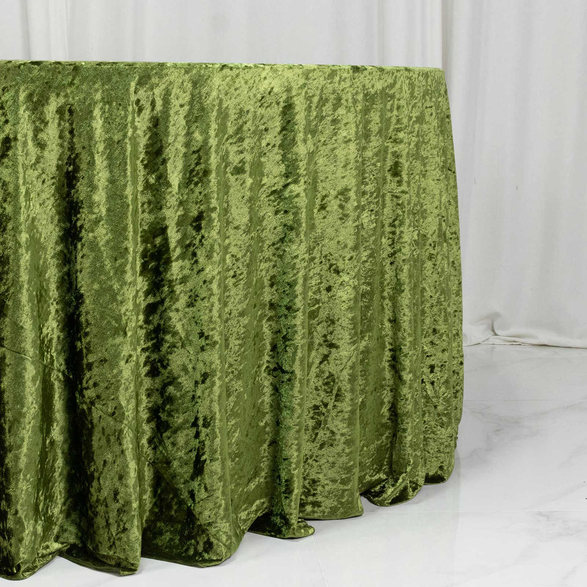 Premium Crushed Velvet 120" Round Tablecloth Dusty Sage Green - Reusable Soft & Stylish Seamless Tab